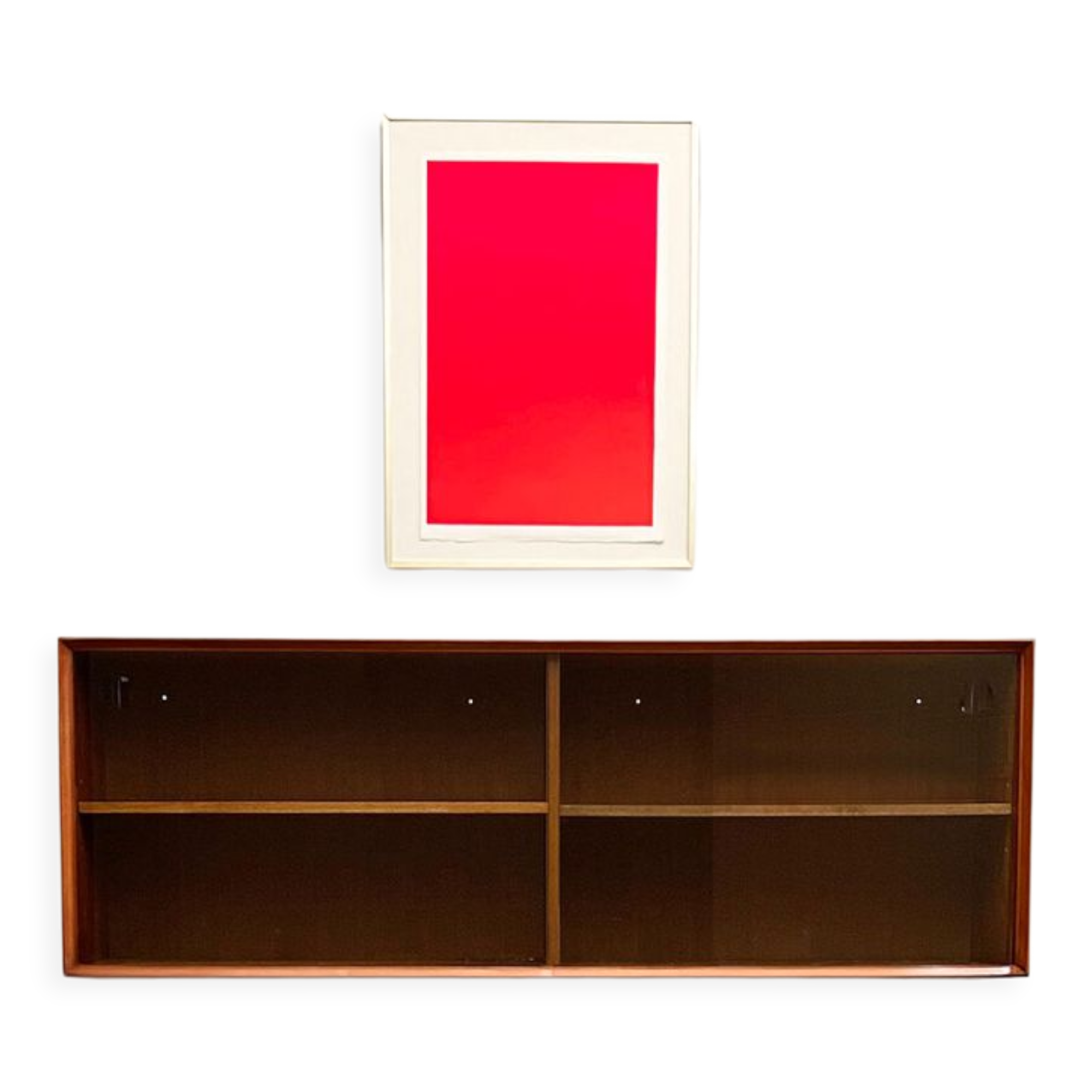 Armoire murale en teck du milieu du siècle ou vitrine avec portes en verre, Allemagne, années 1960