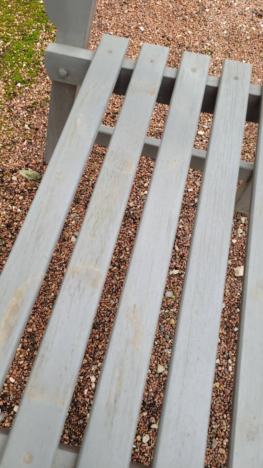 Pair of old wooden park garden benches