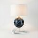 Architectural Stepped Lucite Lamp with Faux Marble Glass Sphere 1970s