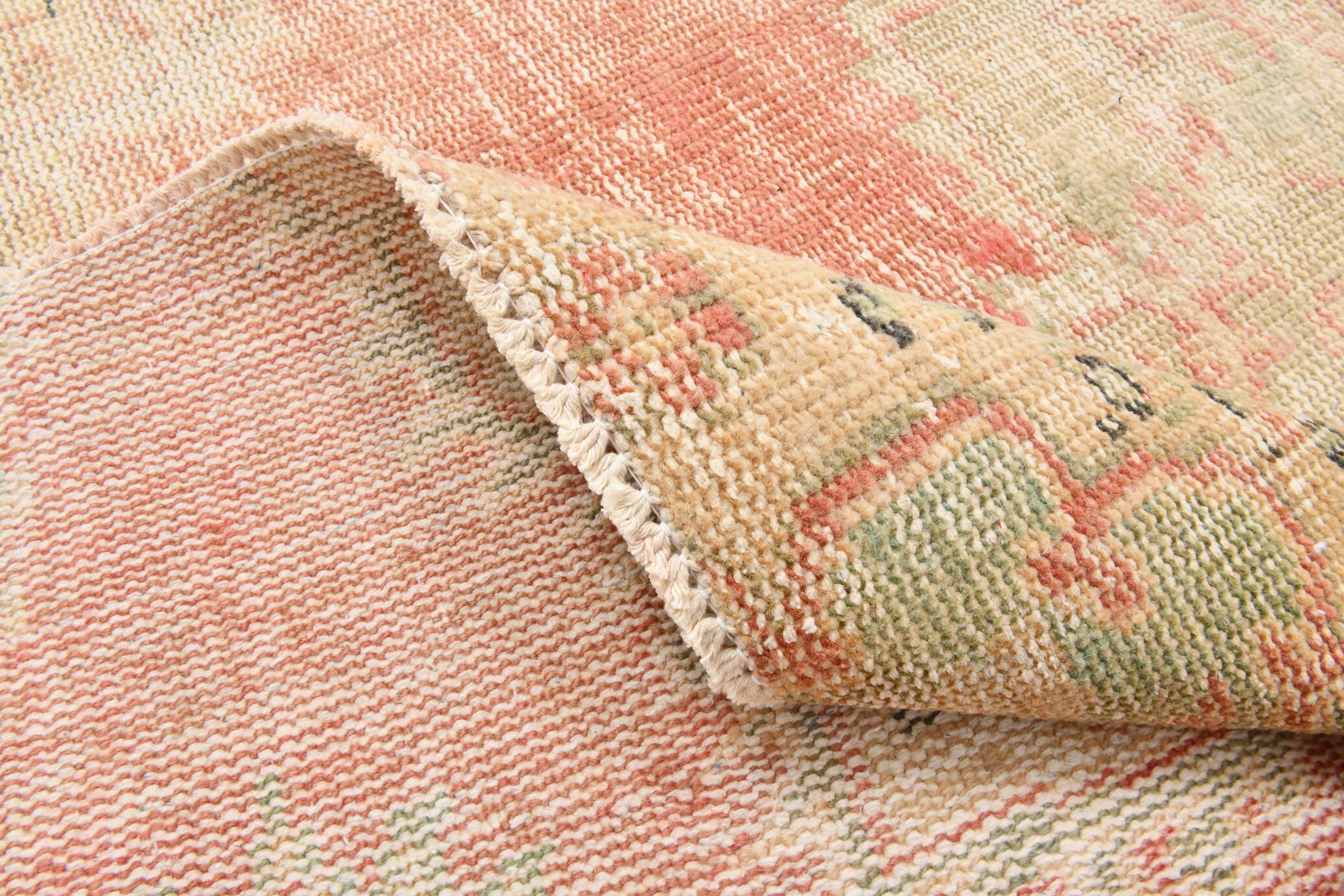 4x7 Red & Salmon Oriental Pattern Vintage Rug, 120x213Cm