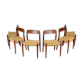 Set de 6 chaises danoise de Niels O. Moller en teck et cordage 1950
