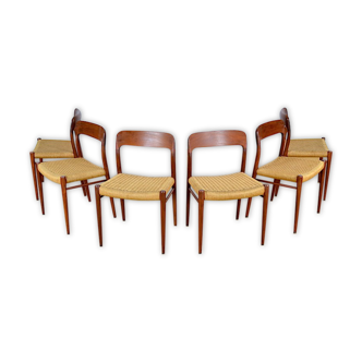 6 Danish chairs by Niels O. Moller in teak and cordage 1950