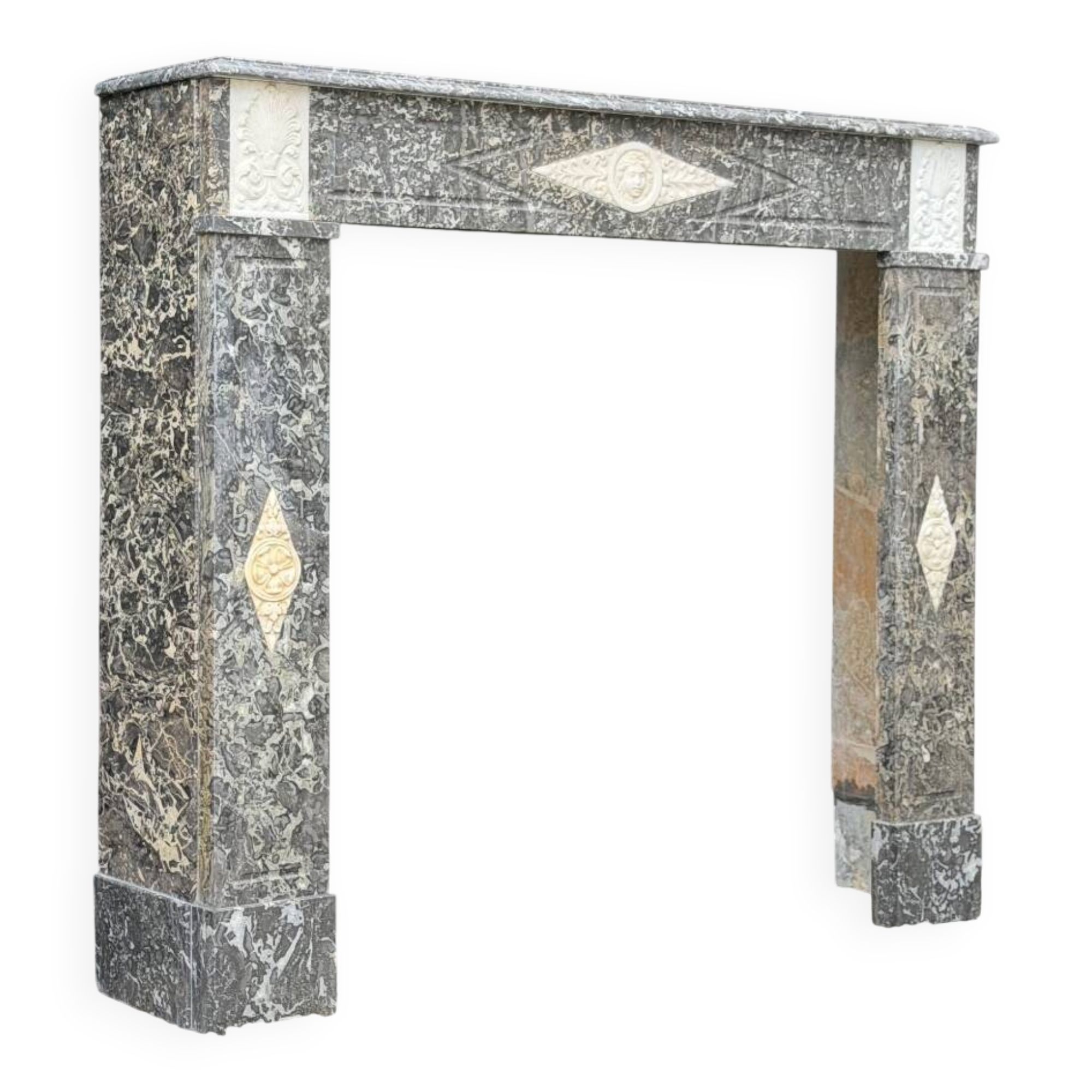 Directoire fireplace in grey marble Sainte-Anne, early 19th century