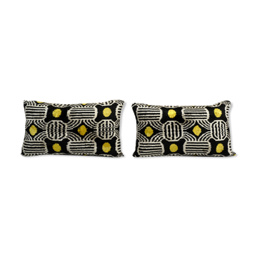 Set of two silk ikat velvet pillow covers