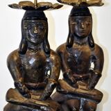 Pair of Mexican Pre-Columbian Style Bronze Candlesticks, 20th Century