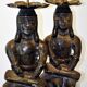 Pair of Mexican Pre-Columbian Style Bronze Candlesticks, 20th Century