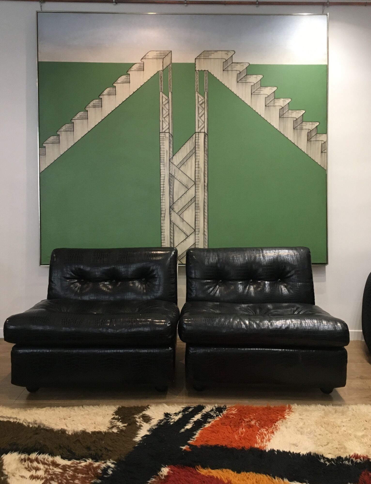 Amanta faux leather armchairs by Mario Bellini for B&B Italia