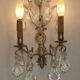 Grande paire d'appliques murales françaises vintage en bronze avec cristaux assortis 5514