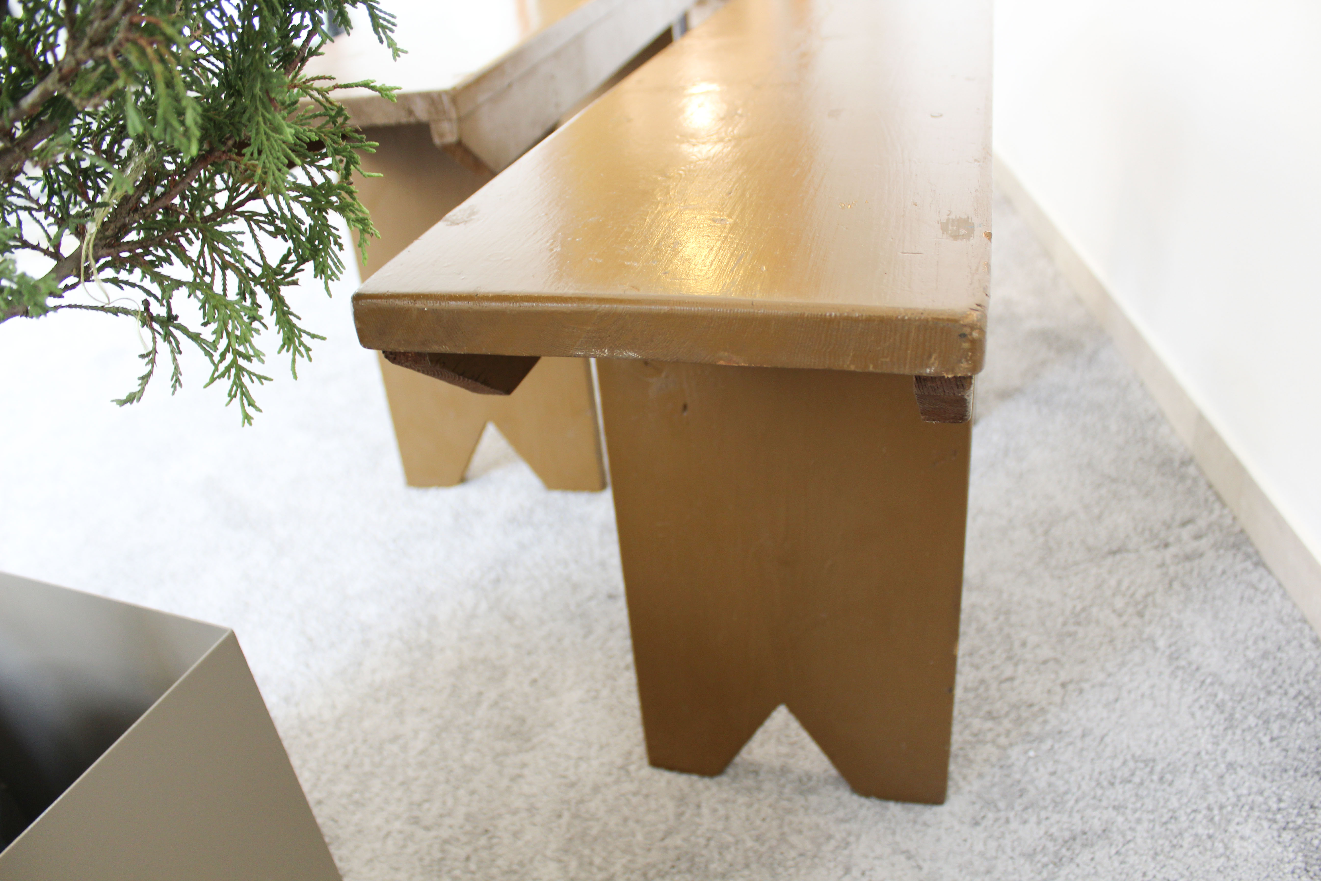 Pair of Spruce Wood Benches, Italy 50s