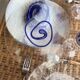 8 vintage blown glass plates with swirl decoration