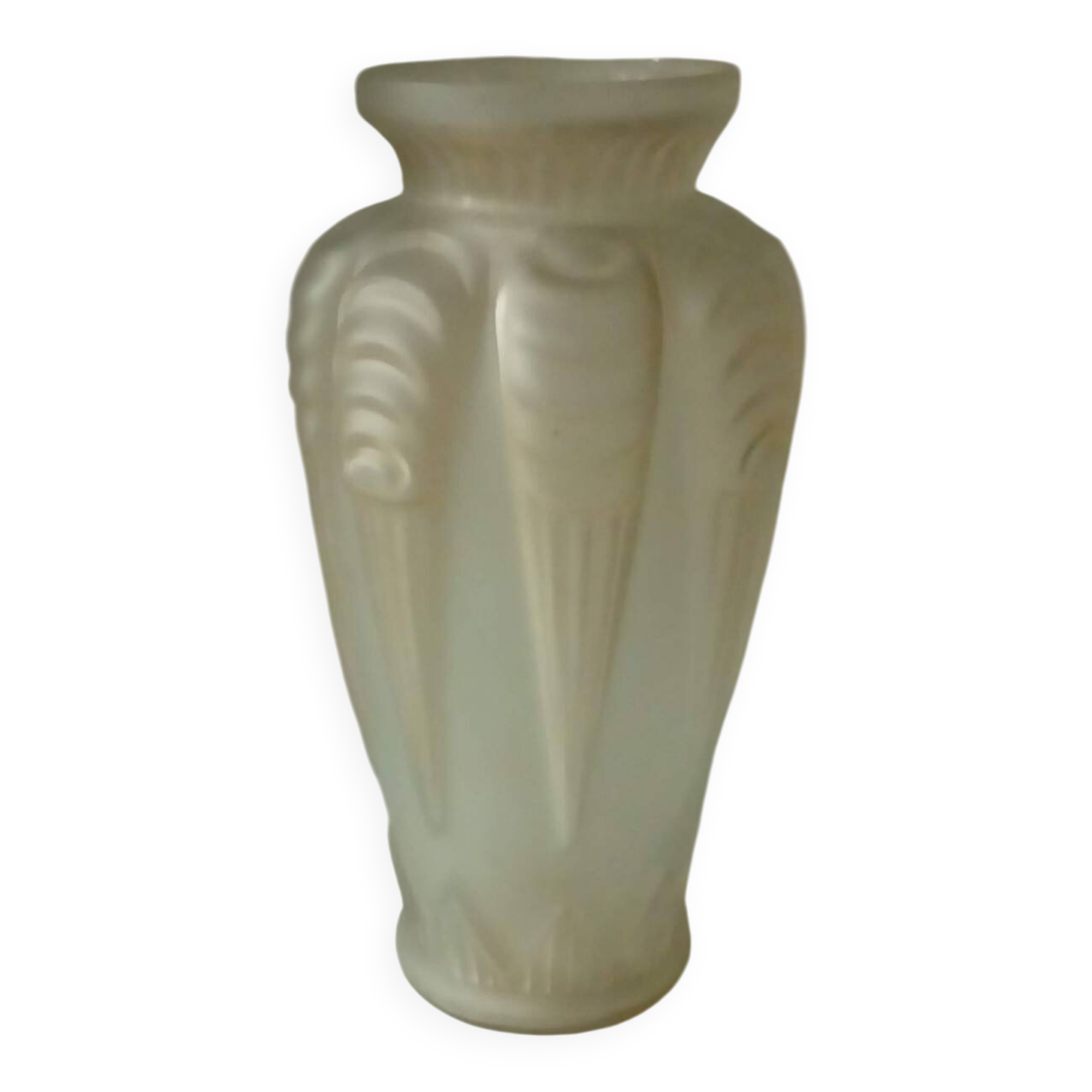 Vase art deco en verre moule pressé signé espaivet annees 1930 art deco