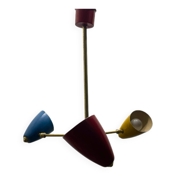 Suspension lumineuse multicolore des années 1950