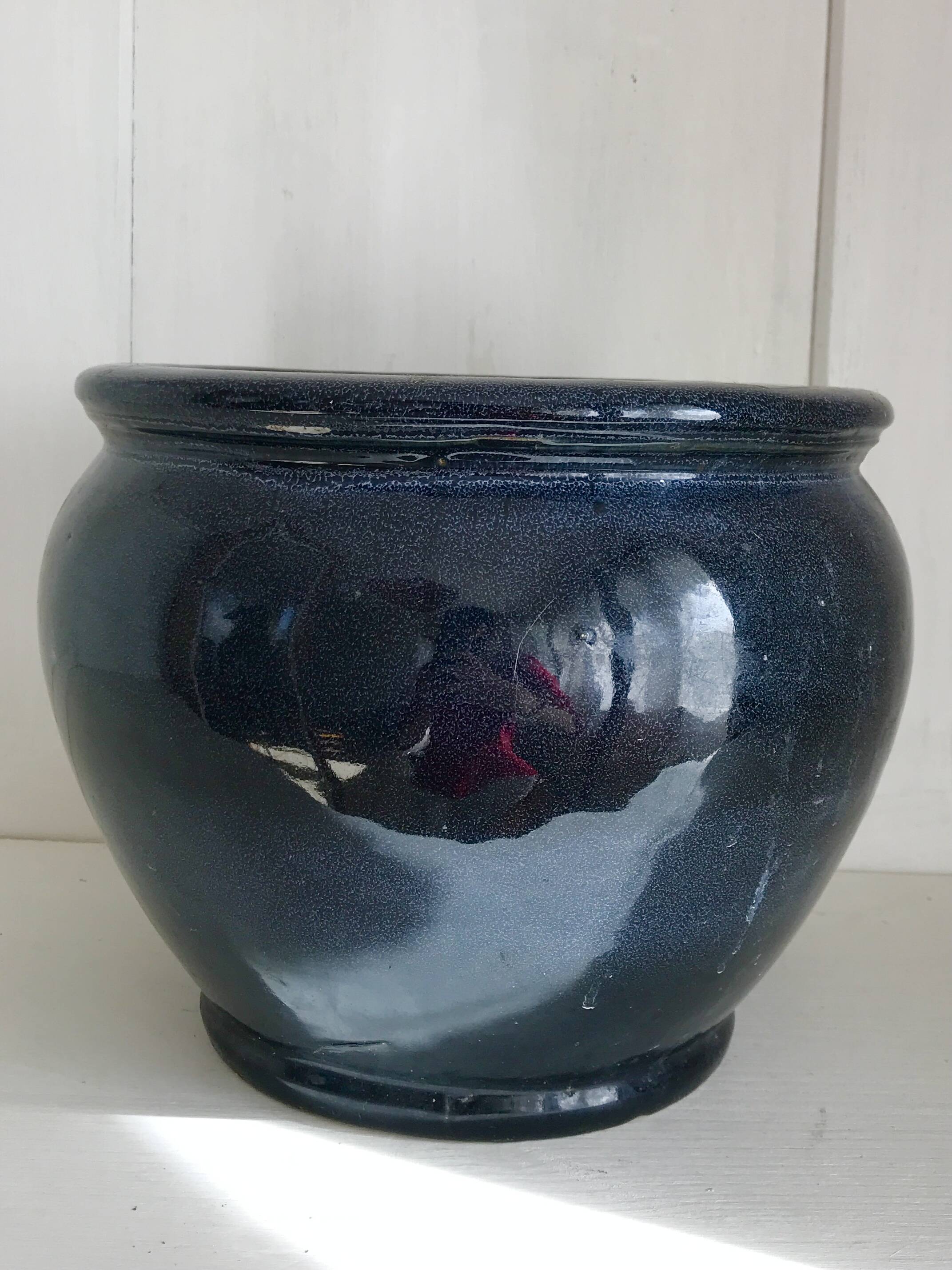 Cache-pot en céramique bleu nuit