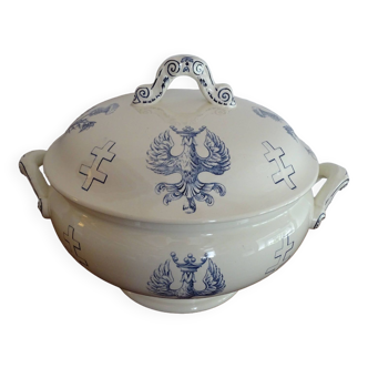 Earthenware soup tureen KG Lunéville Lorraine cross - Empress service Ø 24 cm