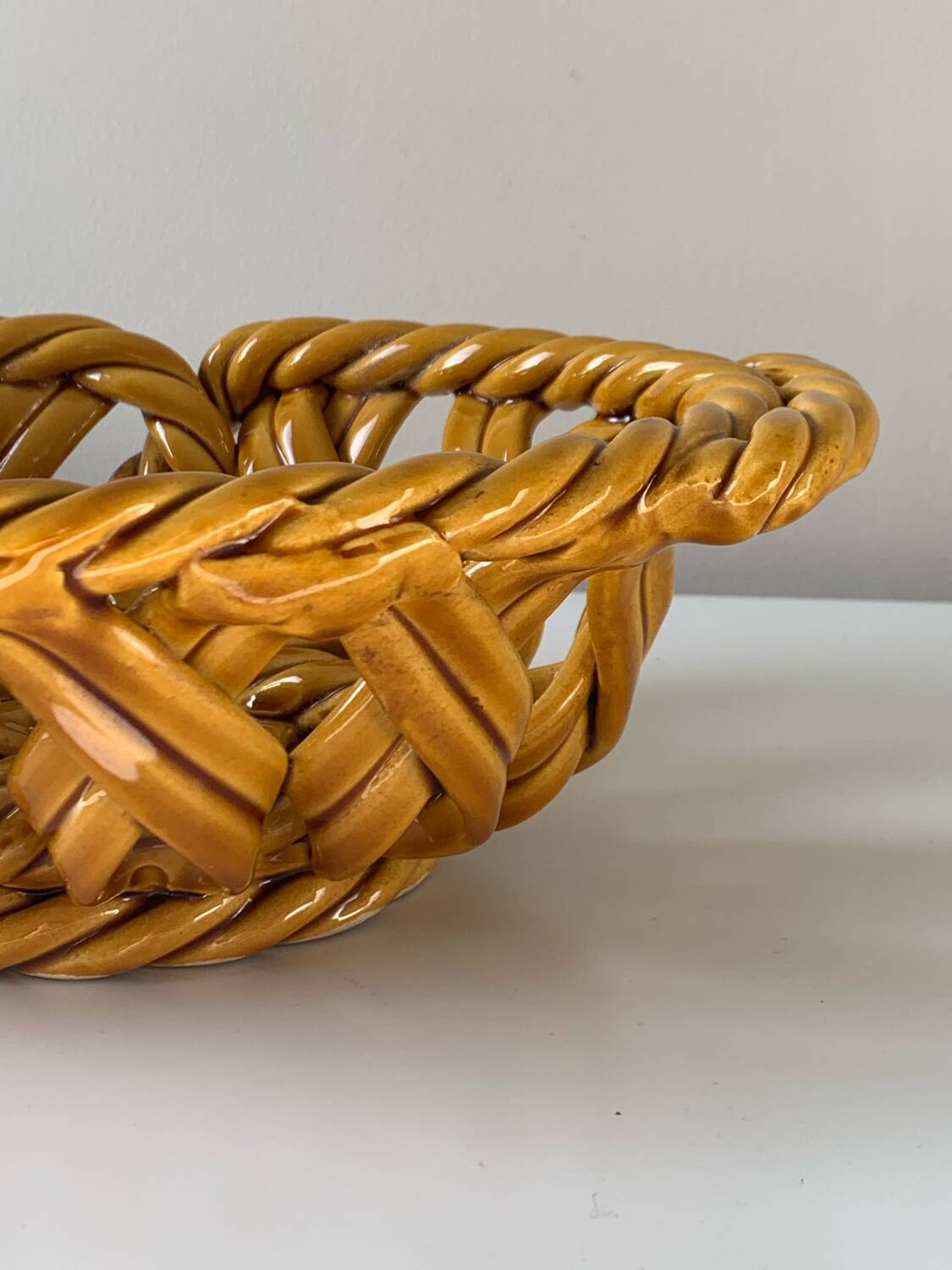 Woven ceramic basket