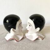 Pierrot salt and pepper egg cups