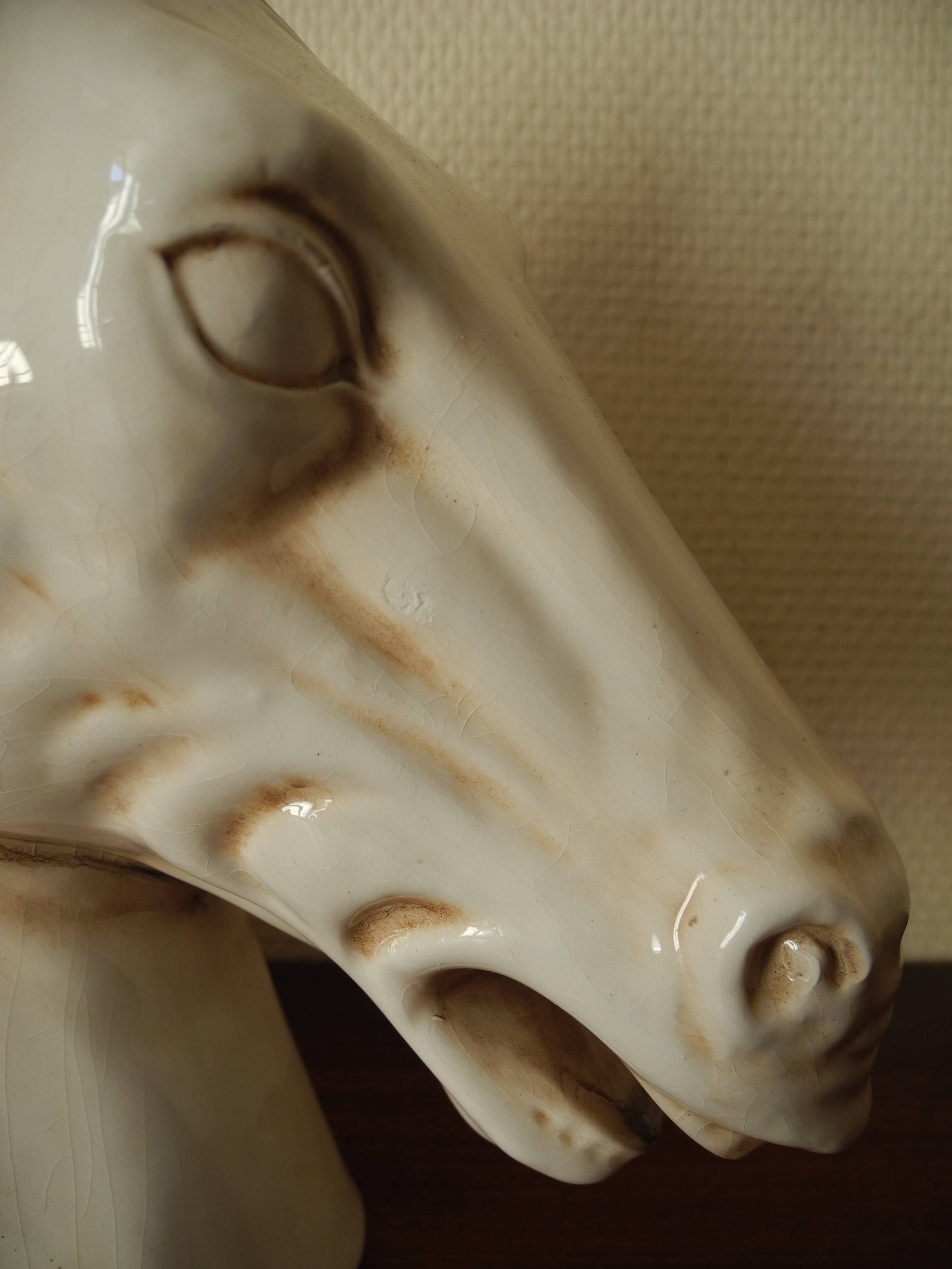 Ceramic horse head lamp base vintage horse lamp base design 70s