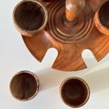 Wooden egg cups on a stand
