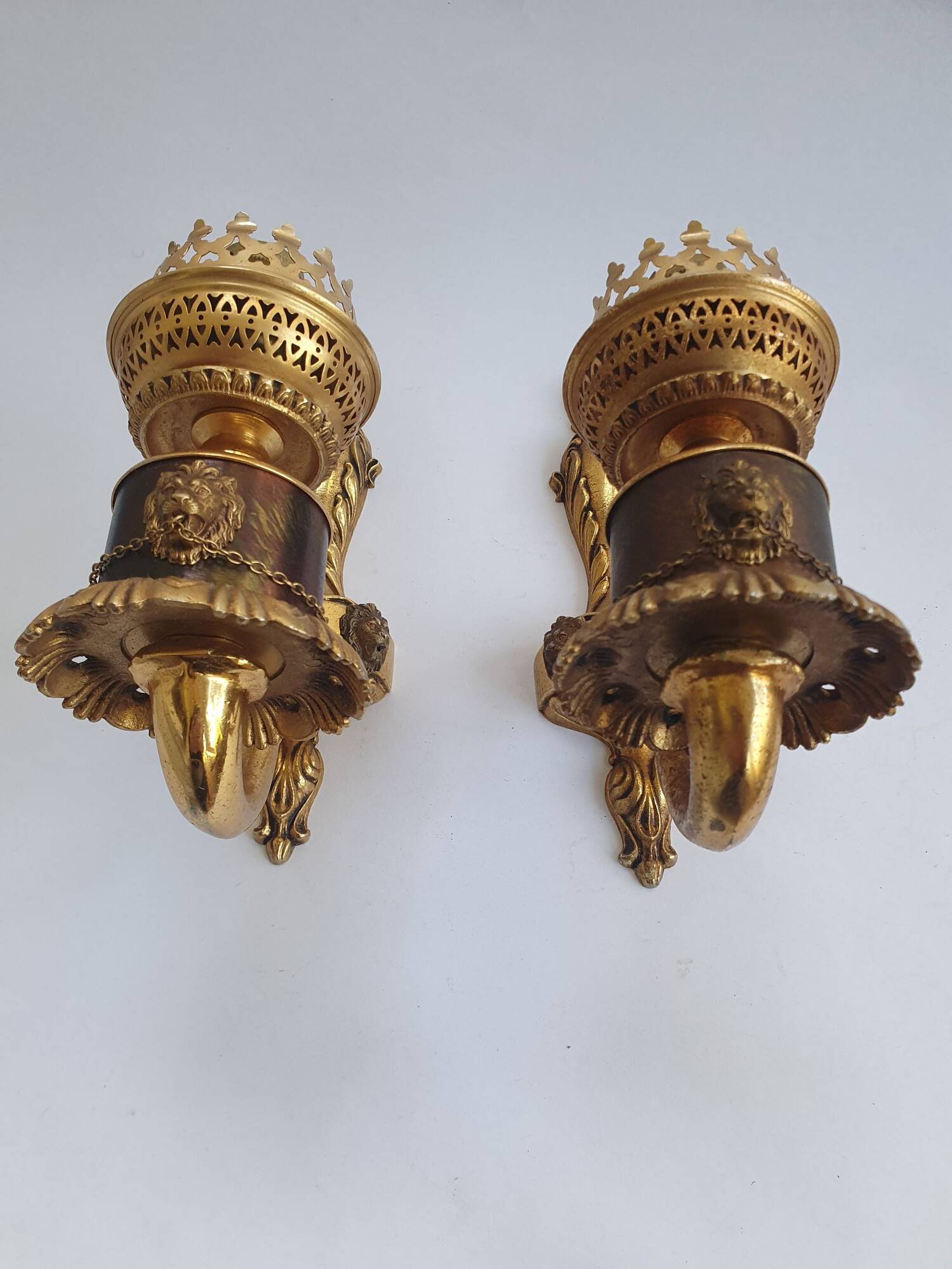 Paire d'appliques murales en bronze style Empire anciennes