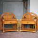 Pair of Maugrion rattan tables for Roche Bobois, rattan bedside table