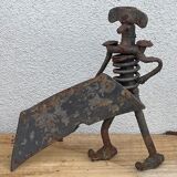 Vintage sculpture in recovered metal, La corrida and its actors