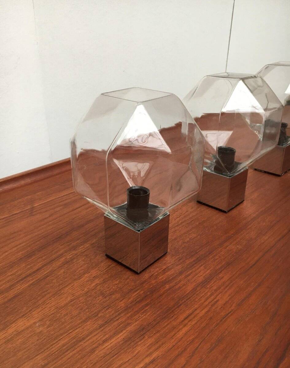 German Vintage Lamps Space Chrome and Glass by Motoko Ishii for Staff