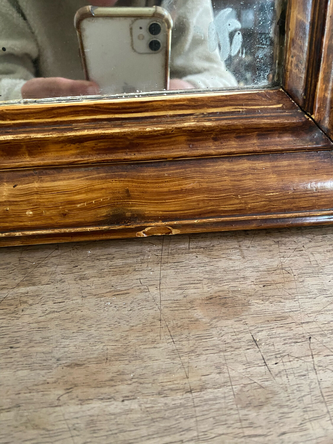 Antique Louis Philippe mirror with wooden plate
