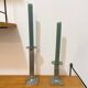 Pair of vintage candlesticks / torches in solid pewter – Guy Degrenne