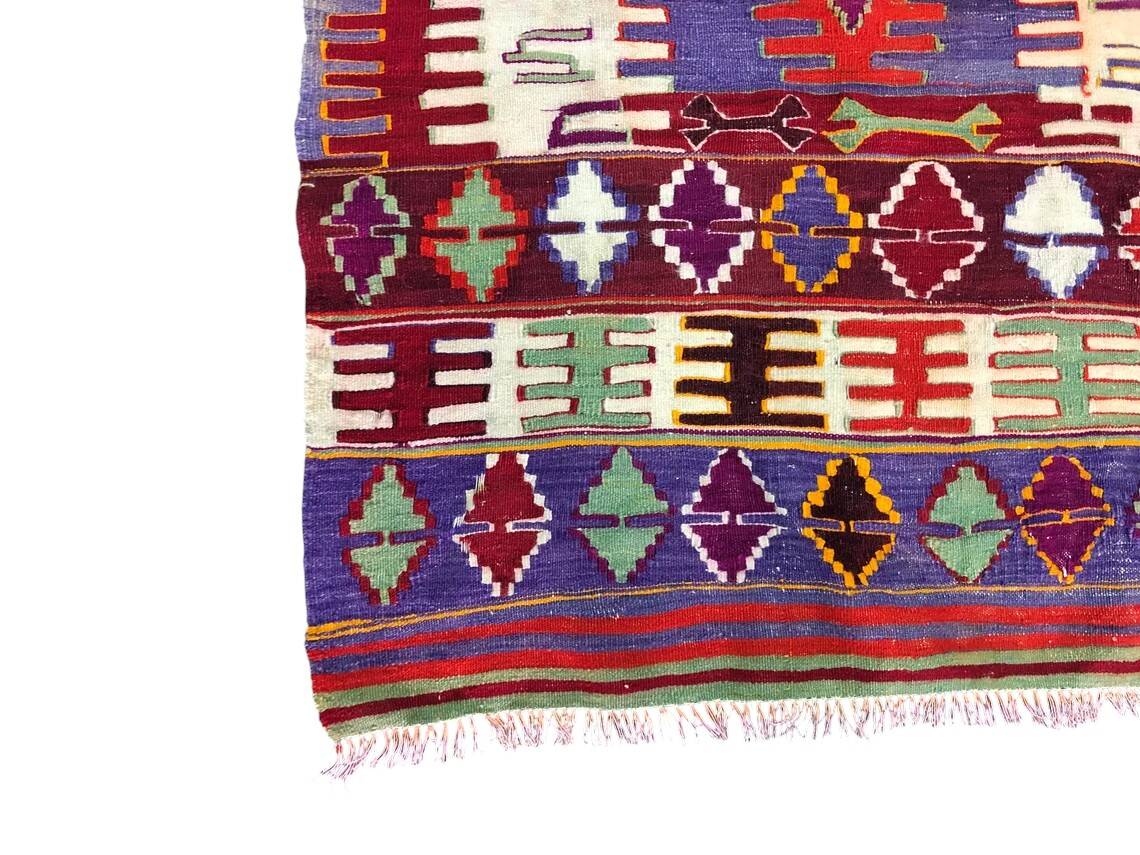 Geometric Handwoven Neutral Kilim Runner