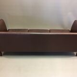 3-seater brown leather sofa Scandinavian design 1960.