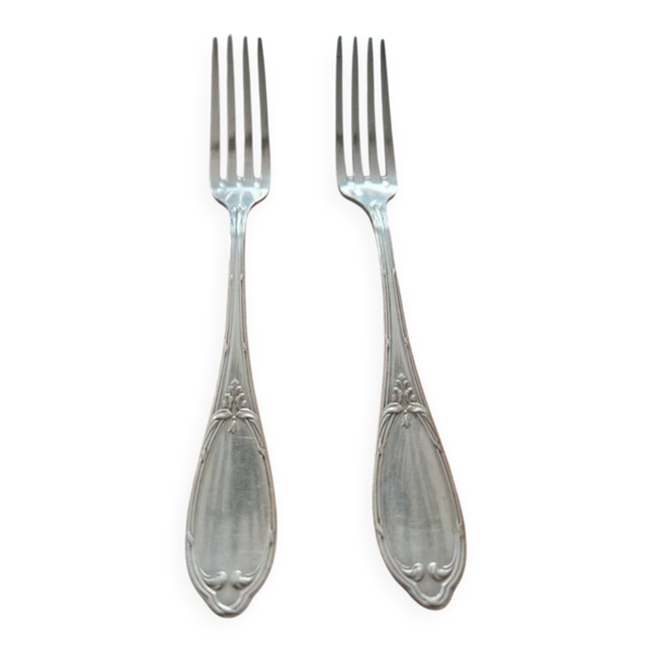 Orbrille - 2 fourchettes de table modèle rubans croisés - en métal argenté