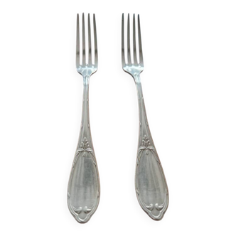 Orbrille - 2 table forks in the crossed ribbons model - in silver-plated metal