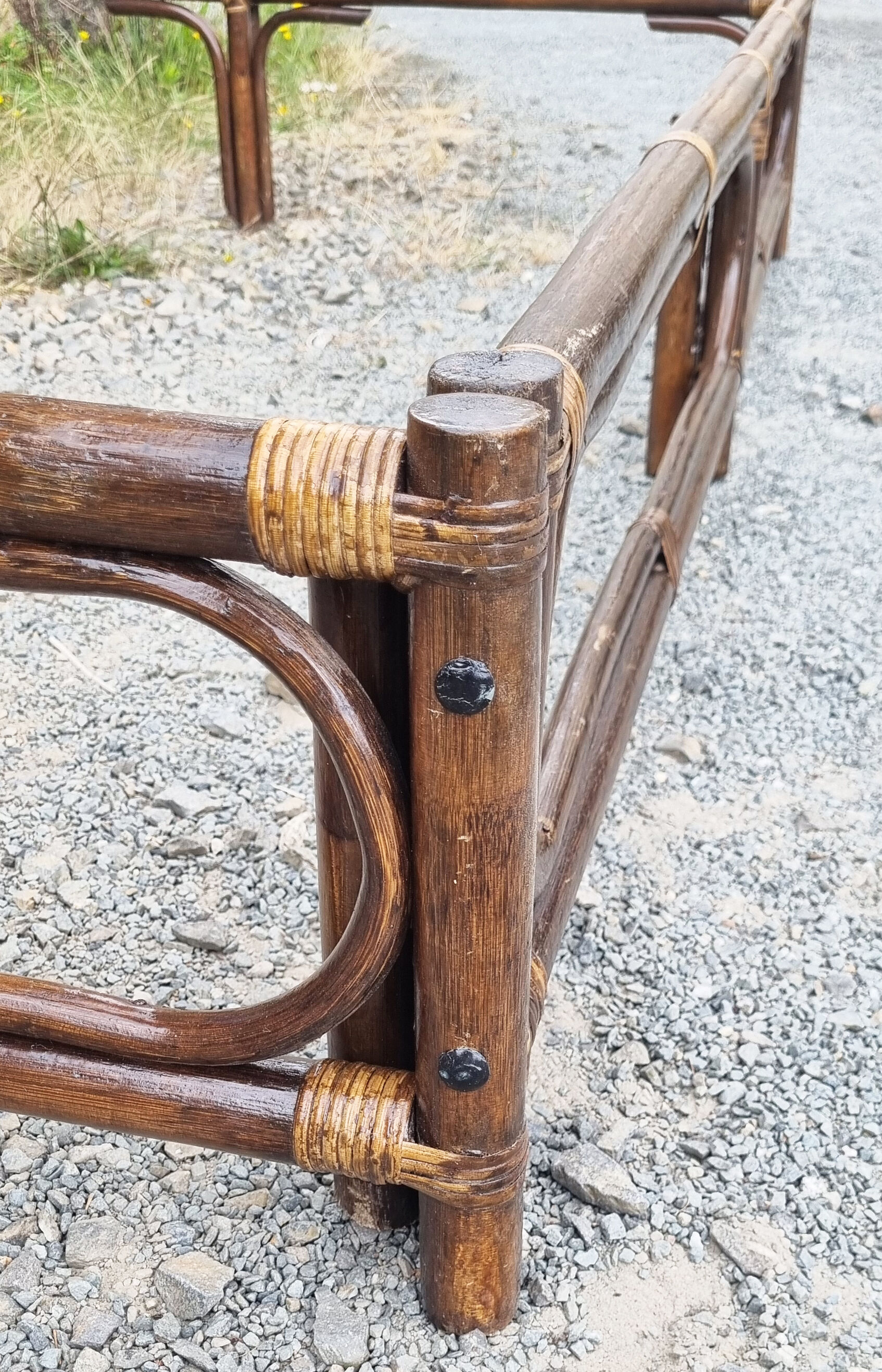 Double bed bamboo and rattan, vintage, 60s
