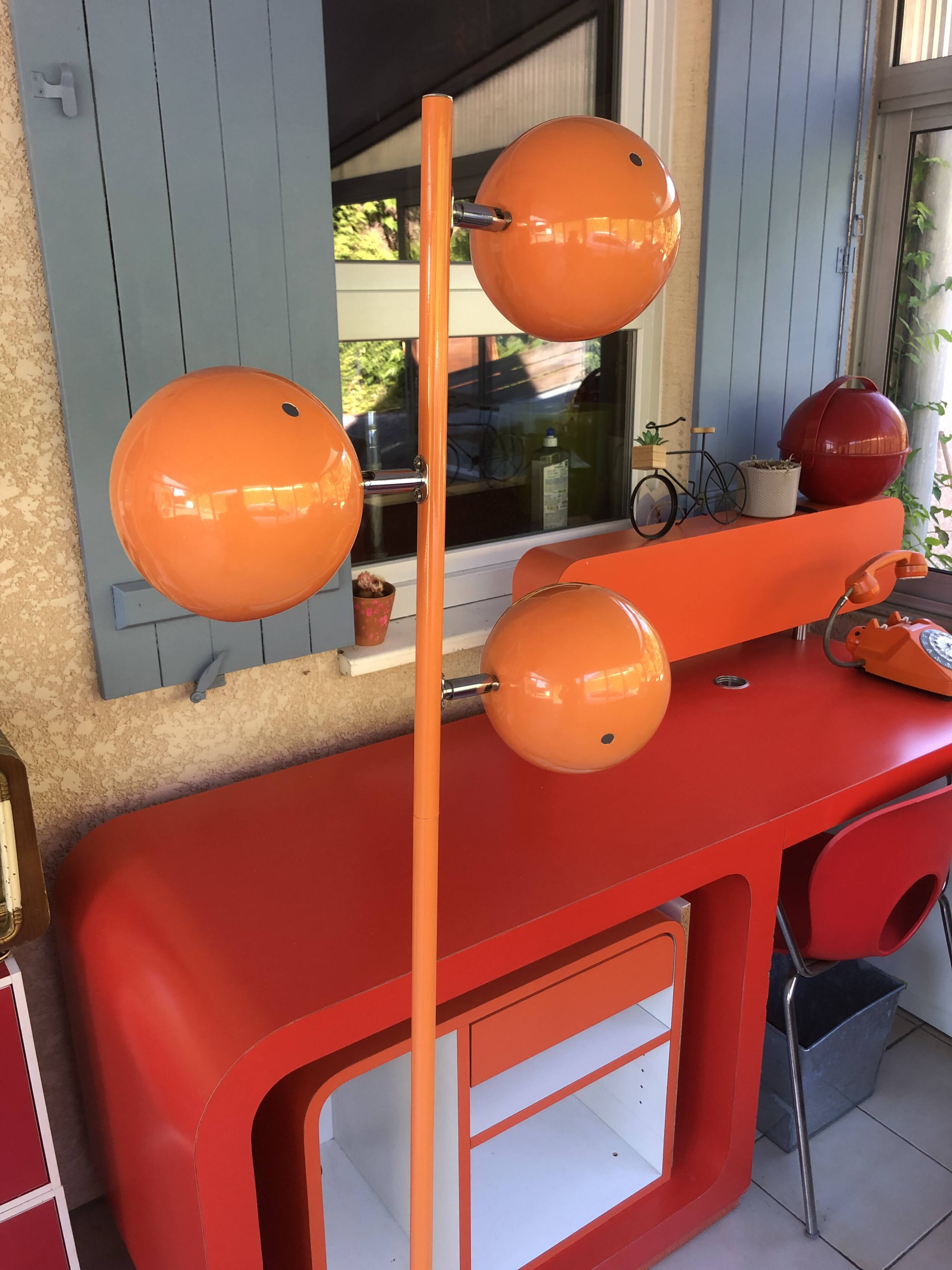 Vintage 70s orange eyeball floor lamp