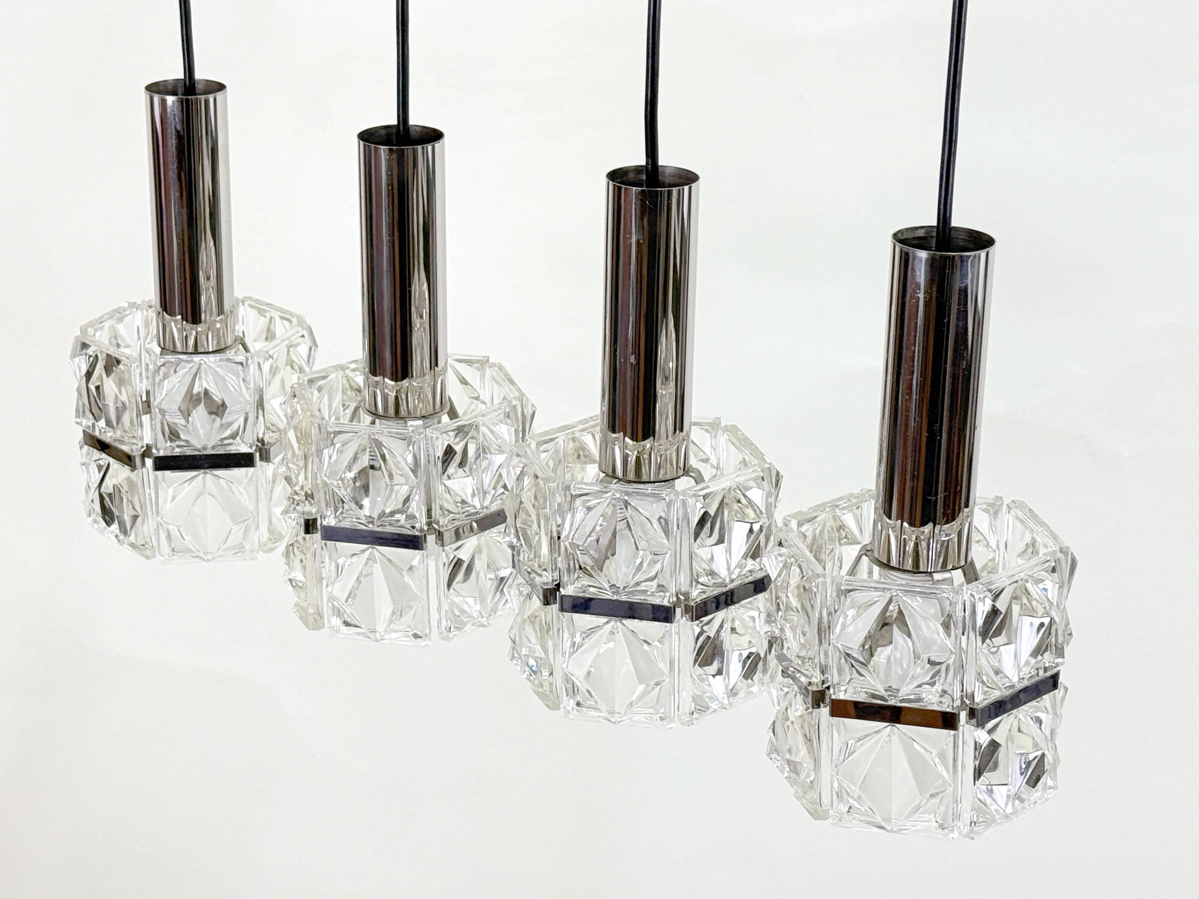 Old Vintage 4-Light Suspension Light Fixture Kinkeldey Style 60's 70's