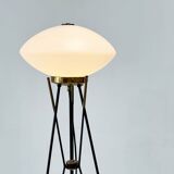 Elegant Italian floor lamp with a white opaline shade.