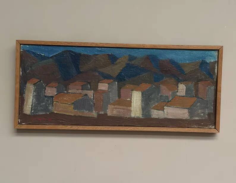 Swedish Oil on Canvas "Urban Landscape" by Johan Lundgren, Framed