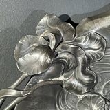 WMF "Woman with Irises" No. 290 Art Nouveau openwork tray, silver-plated metal, ca 1906