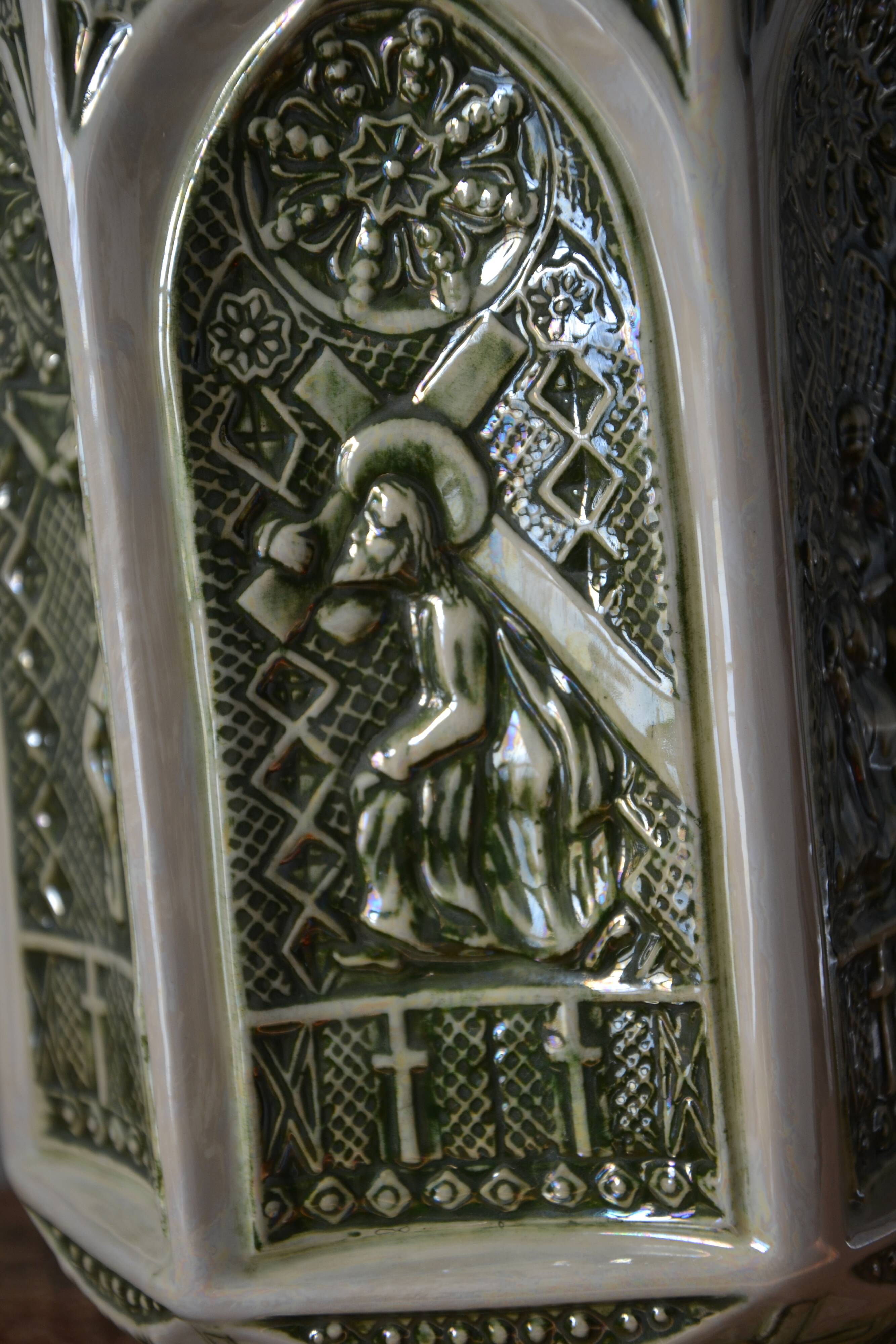 Decorative pitcher/sculpture in ceramic signed JMS