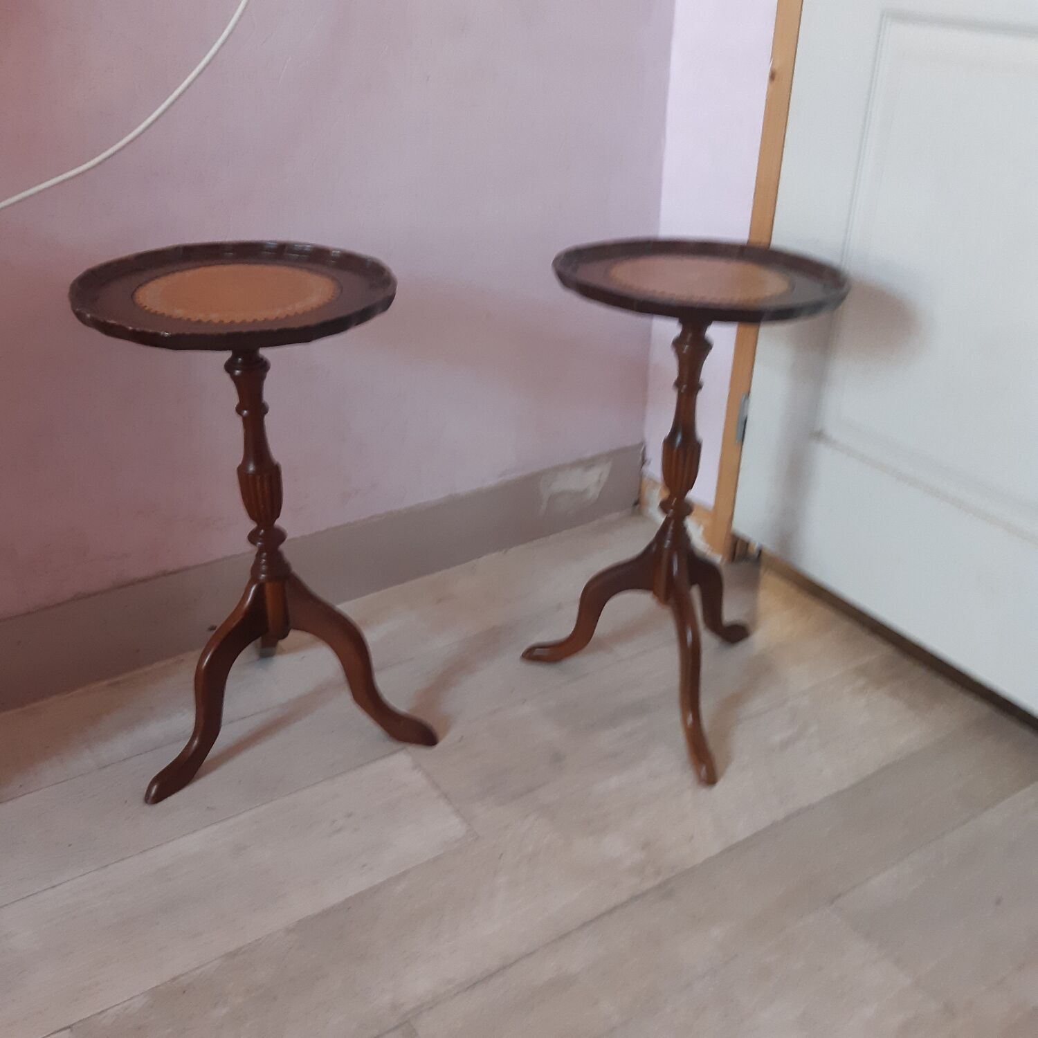 Pair of pedestal tables