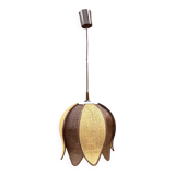 Vintage lotus flower pendant in two-tone braided rope