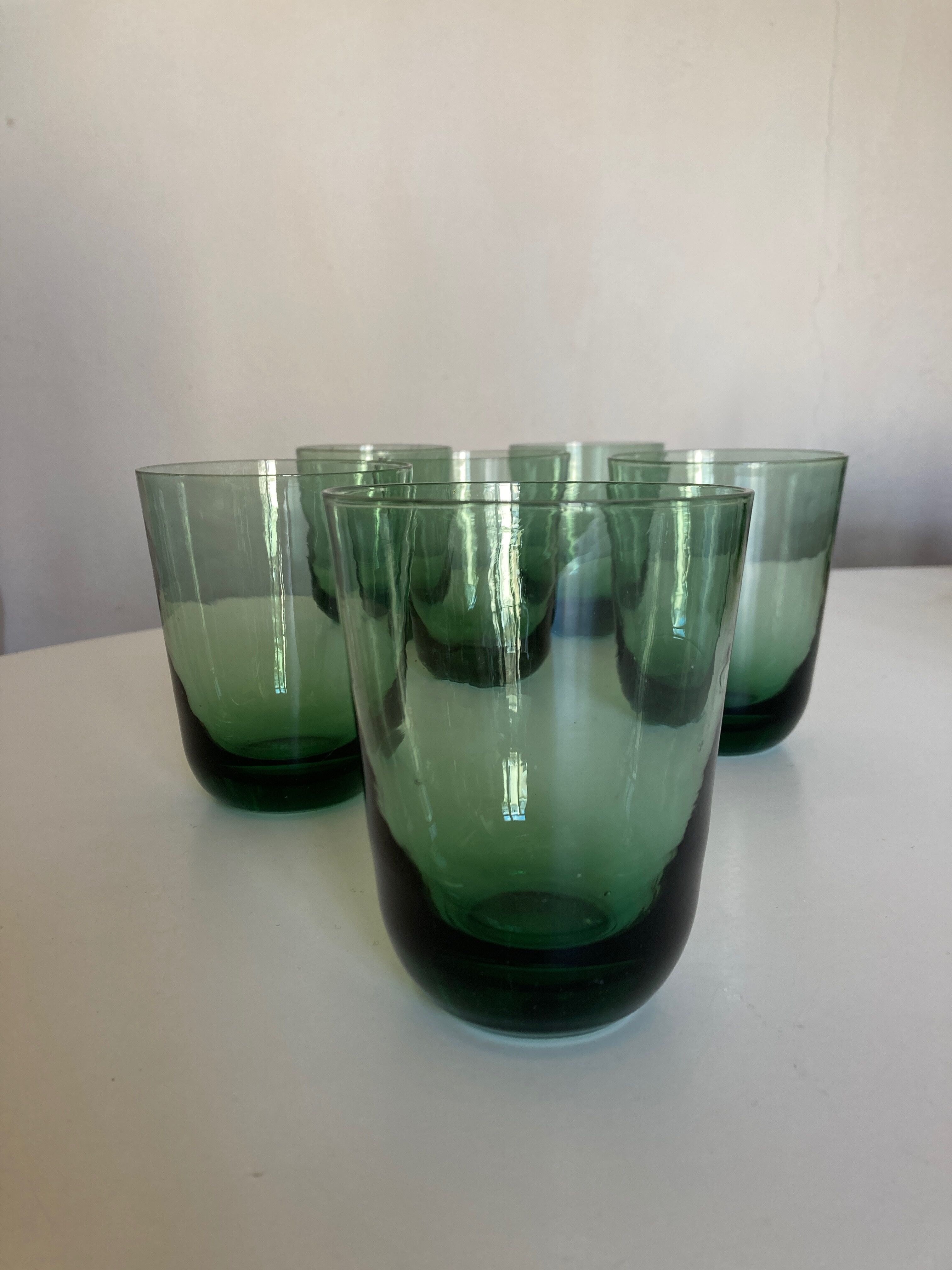 Set de 6 verres gobelets XL 1960 en verre vert