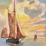 Impressionist painting - Marine Oil on canvas - 19th century - French Impressionist school