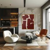 Minimalist organic canvas burgundy 100x81cm