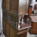 Important two-body buffet in solid walnut, richly carved in pure Renaissance style.