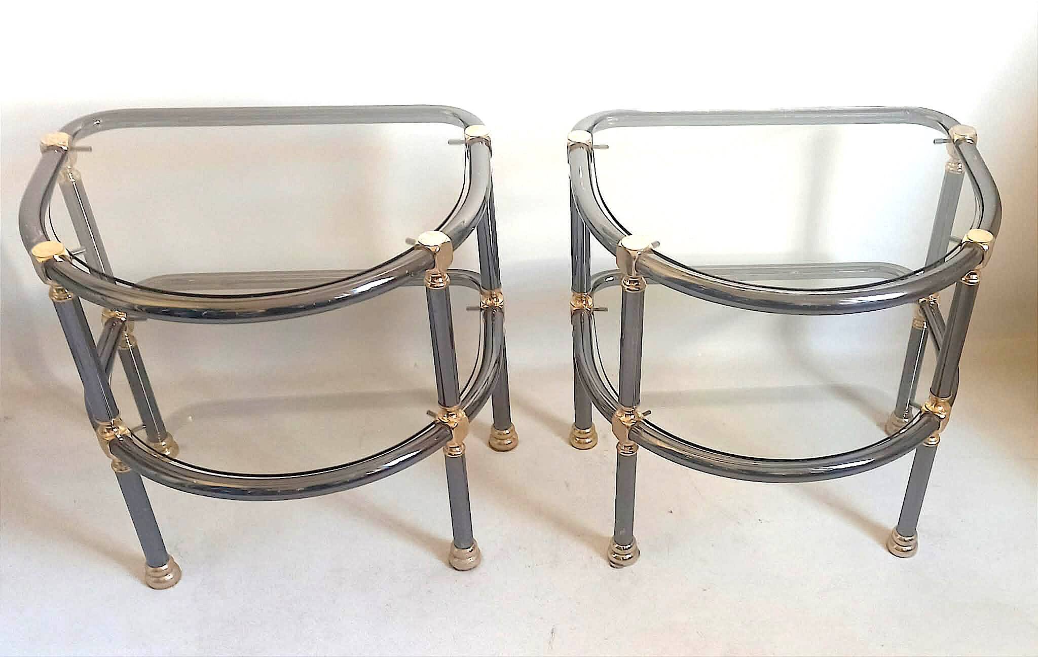 Pair of semi-circular coffee tables, 1970s