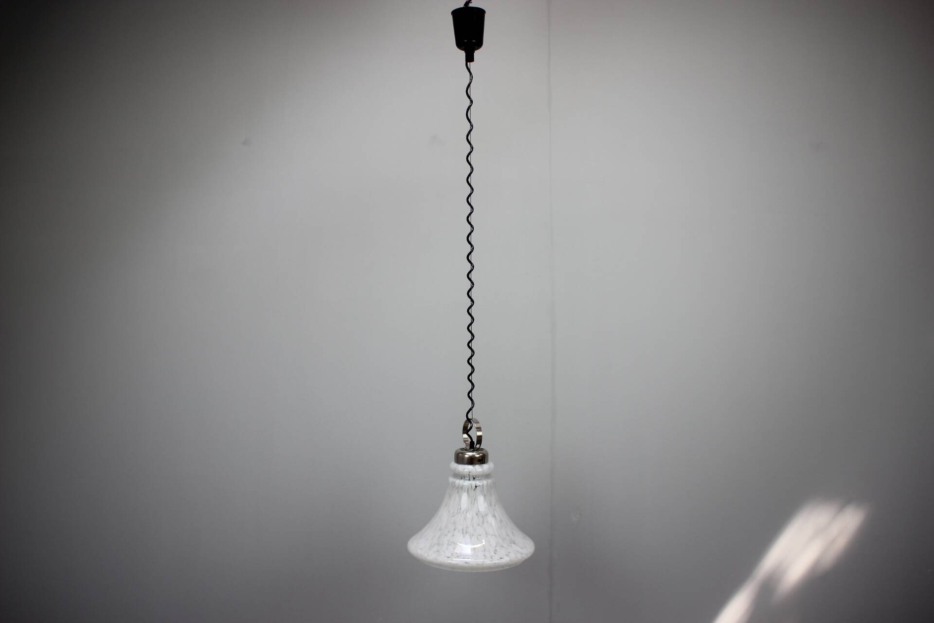 1970s Czechoslovak Mid-Century Glass Pendant Lamp with Marbled Shade