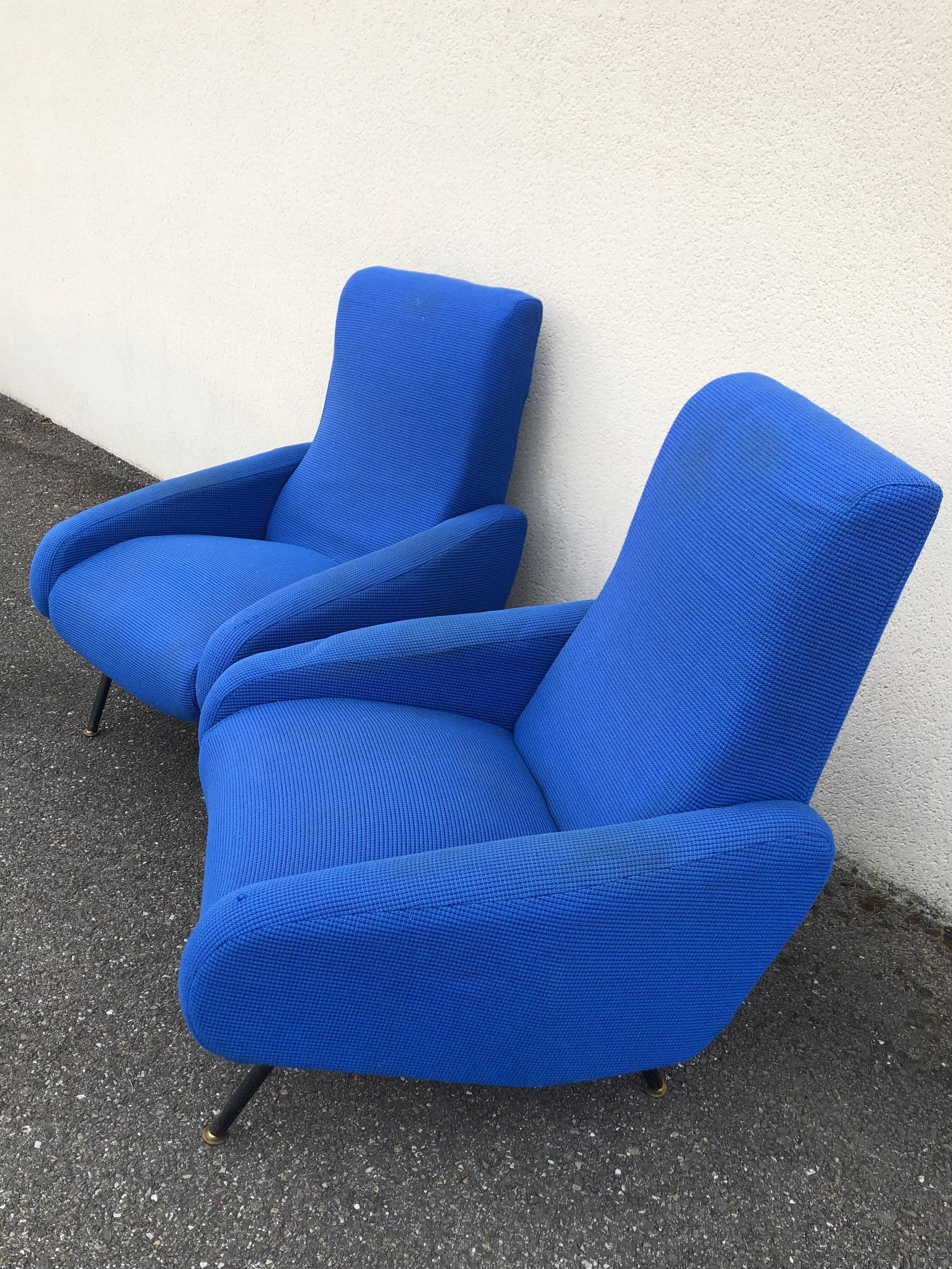 Vintage 60s Design Blue Armchairs