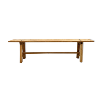 Old solid oak farm bench