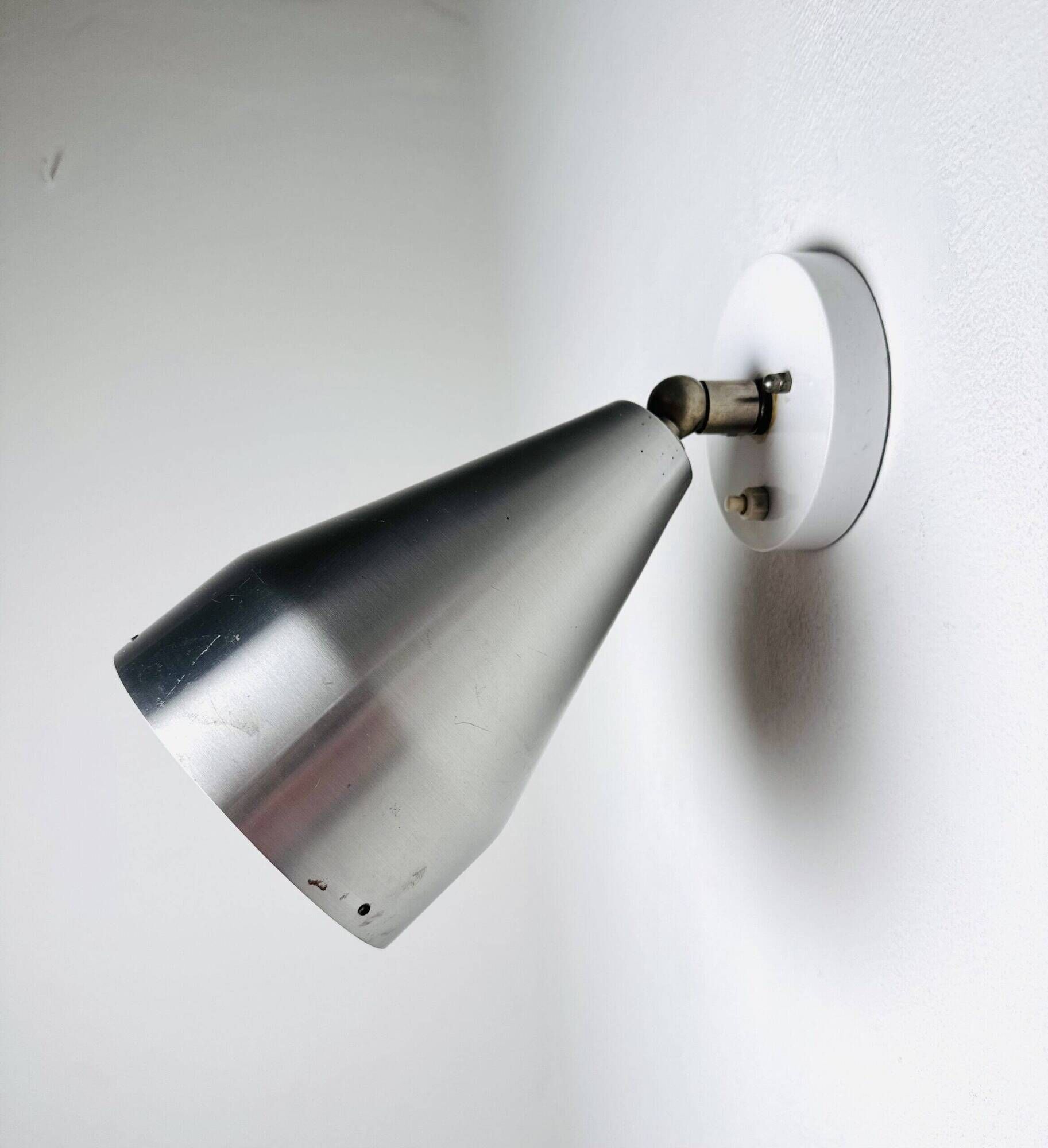 Pair Of R155 Adjustable Wall Lamps In Metallic By Raak Amsterdam, The Netherlands 1960S
